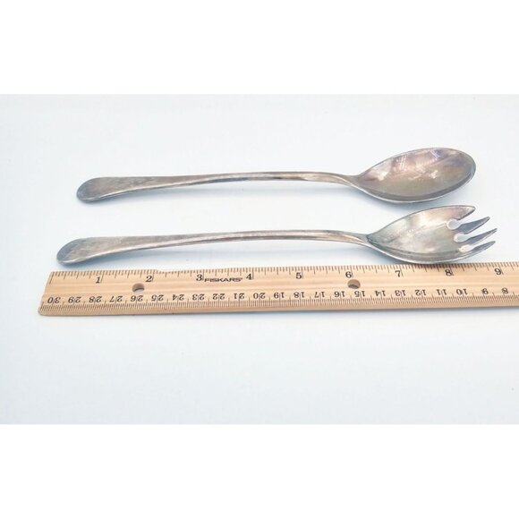 Italian Silver Plate Salad Serving Set Spoon Fork Elegant Dining Vintage 9 Inch - Picture 2 of 14